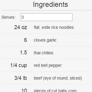 adjust servings to make the right amount of food